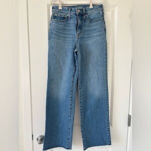 J. Crew Slim Wide-Leg blue denim jeans with a raw hem